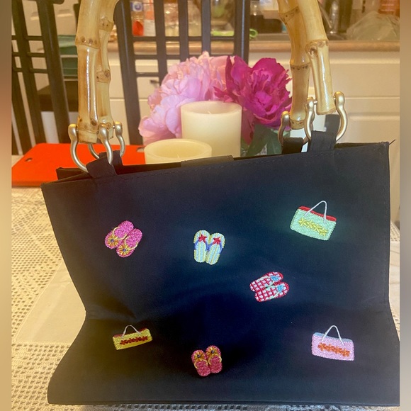 Small Summer Handbag With Fake Bamboo Detail Handles - Picture 2 of 7